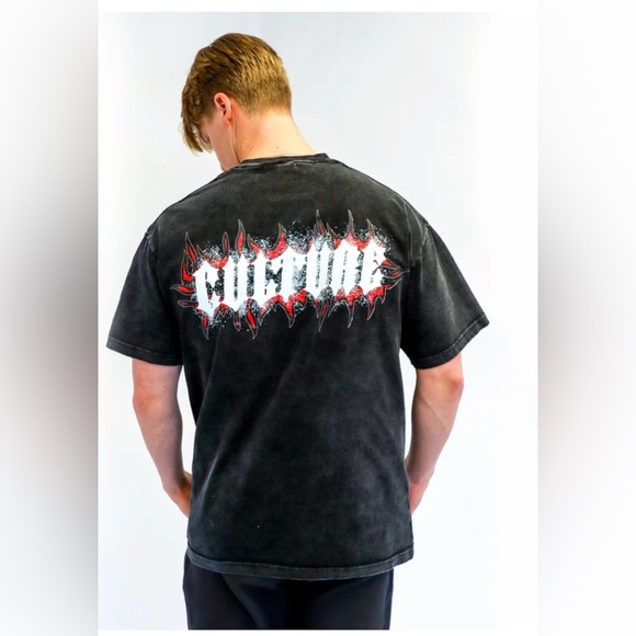 Original Culture Box Logo Tee Heavy T-shirt Men’s Size 2X Washed Black Grunge - Picture 1 of 10